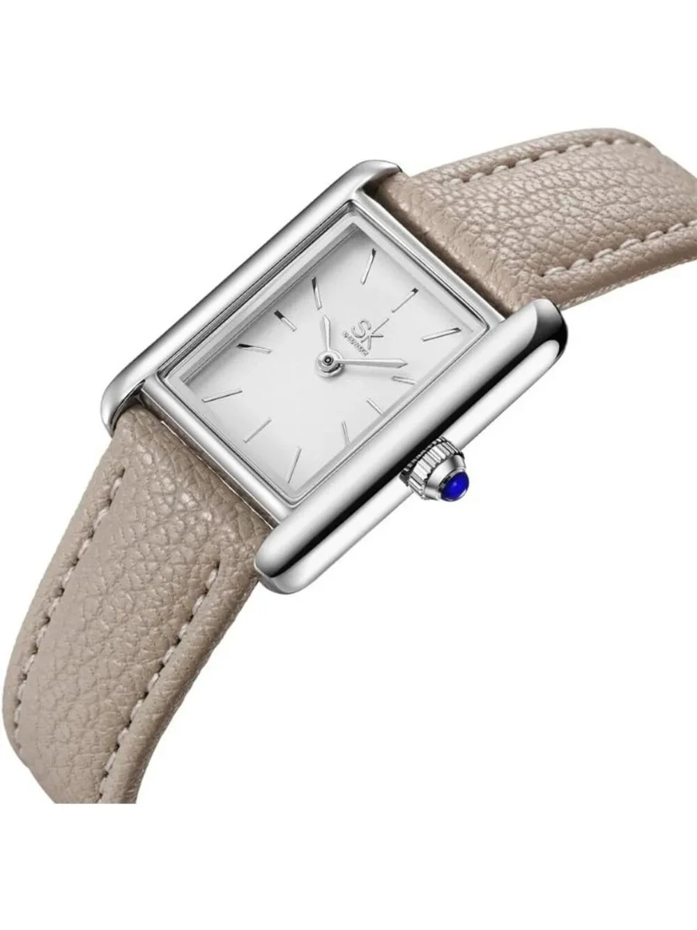 Women's Khaki Minimalist Vintage Square Leather Strap Vintage Classic Watches